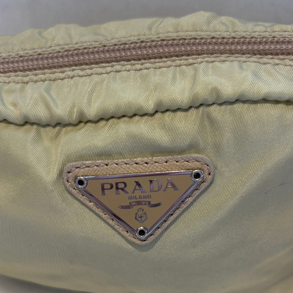 Prada Olive Nylon Triangular Logo Pouch
